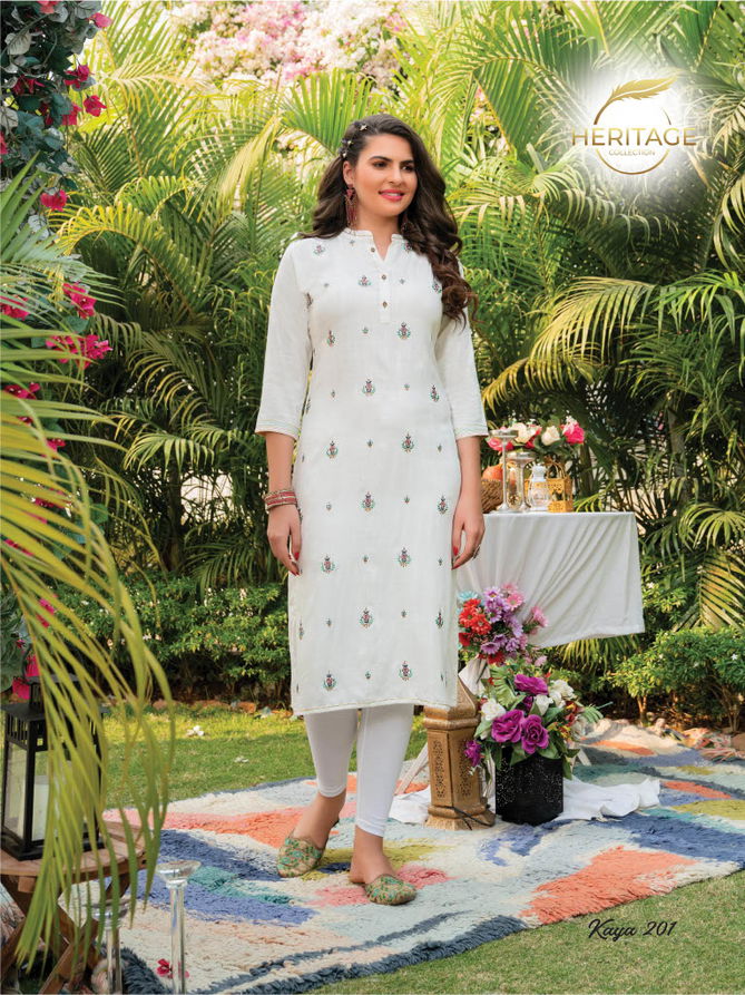 Heritage Kaya 2 Fancy Party Wear Rayon Designer Embroidery Kurti Collection